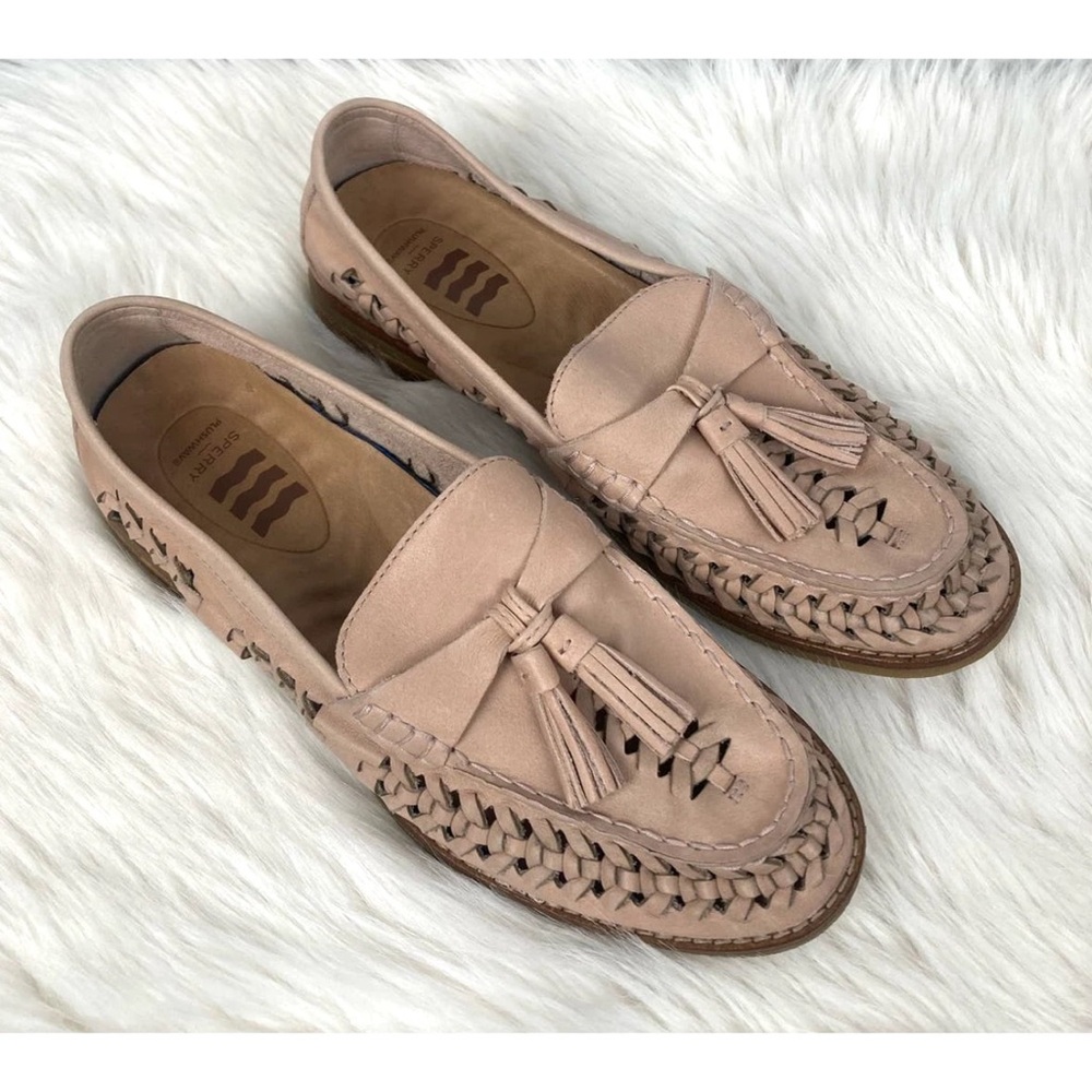 Sperry Women’s Seaport Penny PlushWave Woven Leather Loafers Blush Size 8.5